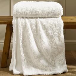 Catherine Lansfield Textu Wave Faux Fur Blanket Throw - thumbnail 1