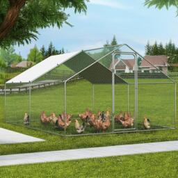 KIDKID PET Metal Walk-in Chicken Coop Run with PE Tarpaulin