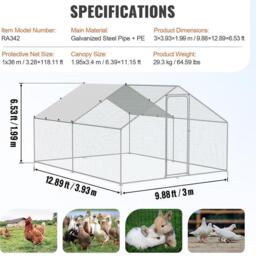 KIDKID PET Metal Walk-in Chicken Coop Run with PE Tarpaulin - thumbnail 5