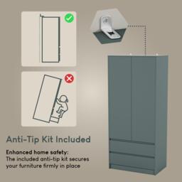 Lassic Vida Designs Denver 2 Door Wardrobe With Drawers - thumbnail 8