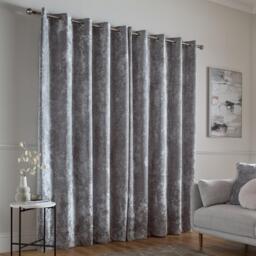 Catherine Lansfield Crushed Velvet Lined Eyelet Curtains - thumbnail 2