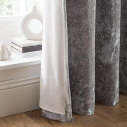 Catherine Lansfield Crushed Velvet Lined Eyelet Curtains - thumbnail 4