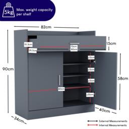 Lassic Vida Designs Dalby 2 Door 1 Drawer Shoe Cabinet - thumbnail 2