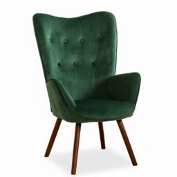 Jack Wills Velvet Accent Chair with Arms – Green Wingback Armchair with Button Tufted Backrest and Wood Legs - thumbnail 4