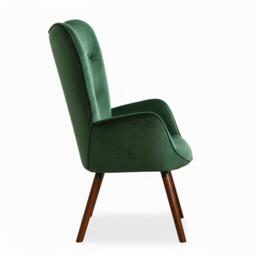 Jack Wills Velvet Accent Chair with Arms – Green Wingback Armchair with Button Tufted Backrest and Wood Legs - thumbnail 5