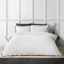Catherine Lansfield Soft Mono Frill Duvet Cover Set - thumbnail 1