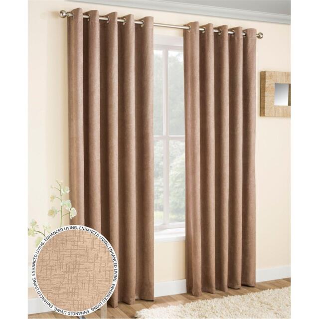 Enhanced Living Vogue Latte Thermal Room Darkening Curtains Eyelet - image 1