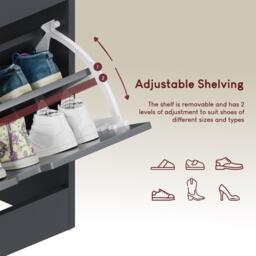 Lassic Vida Designs 3 Drawer Shoe Cabinet With Shelf - thumbnail 6