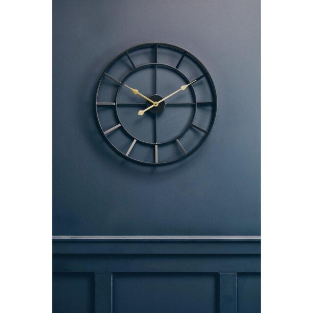 Interiors by Premier Kent 60cm Dia Large Black Finish Metal Wall Clock - image 1