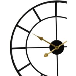 Interiors by Premier Kent 60cm Dia Large Black Finish Metal Wall Clock - thumbnail 6