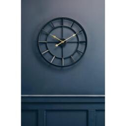 Interiors by Premier Kent 60cm Dia Large Black Finish Metal Wall Clock