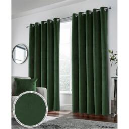 Enhanced Living Hampton Green Velvet Blackout Thermal Ring Curtain - thumbnail 1