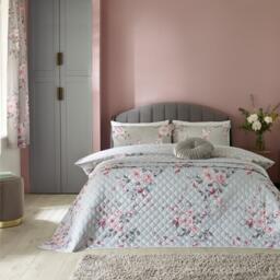Catherine Lansfield Canterbury Floral Reversible Quilted Bedspread - thumbnail 3