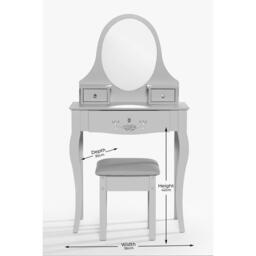 Homelife Juliette Grey Dressing Table Set - thumbnail 3