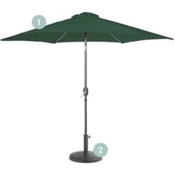 VonHaus 2.7m Steel Garden Parasol & Base Set