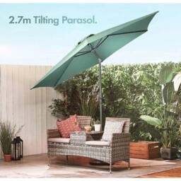 VonHaus 2.7m Steel Garden Parasol & Base Set - thumbnail 2