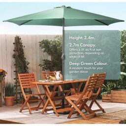 VonHaus 2.7m Steel Garden Parasol & Base Set - thumbnail 3