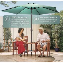 VonHaus 2.7m Steel Garden Parasol & Base Set - thumbnail 4