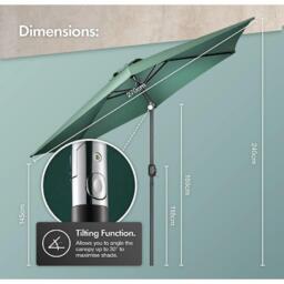 VonHaus 2.7m Steel Garden Parasol & Base Set - thumbnail 8
