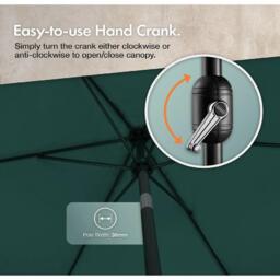 VonHaus 2.7m Steel Garden Parasol & Base Set - thumbnail 6