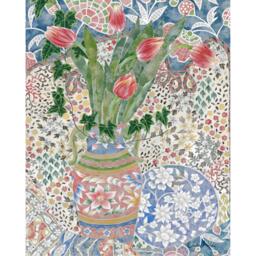 Laura Ashley Abstract Tulips Print in a Wood Frame - thumbnail 3