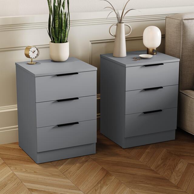 Lassic Trega 3 Drawer Bedside Chest Set Of 2 - image 1