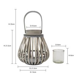 JVL Luna Natural Bulb Shaped Willow Wood Lantern W - thumbnail 9