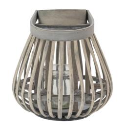 JVL Luna Natural Bulb Shaped Willow Wood Lantern W - thumbnail 3