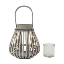 JVL Luna Natural Bulb Shaped Willow Wood Lantern W - thumbnail 4
