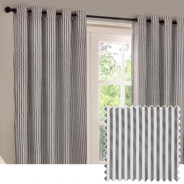 Yard Hebden Striped 100% Cotton Lined Eyelet Curtains - image 1
