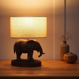 K Living Elephant Red Copper Resin Table Lamp With Shade - thumbnail 2