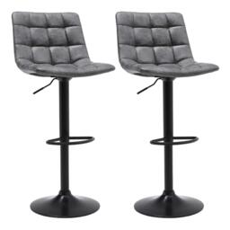 Kabinet UK 2 Pcs Grey Gas Lift Upholstered Swivel Bar Stool - thumbnail 2