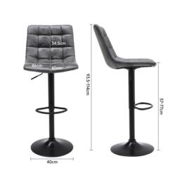 Kabinet UK 2 Pcs Grey Gas Lift Upholstered Swivel Bar Stool - thumbnail 7