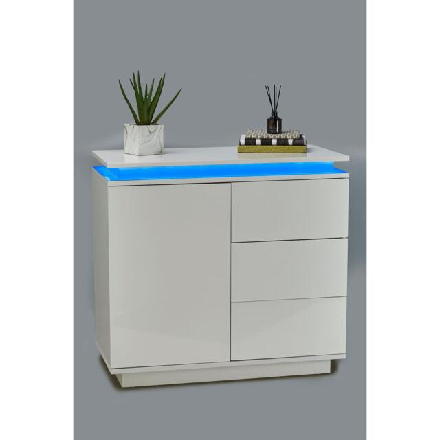 Homelife LED 3 Drawer White Cupboard