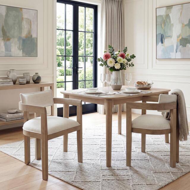 Urban Meuble Set of 2 Dining Chairs Solid Wood Linen - image 1