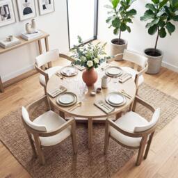 Urban Meuble Set of 2 Dining Chairs Solid Wood Linen - thumbnail 4