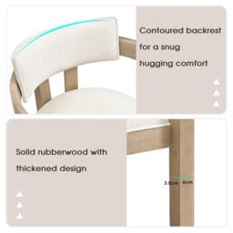 Urban Meuble Set of 2 Dining Chairs Solid Wood Linen - thumbnail 7