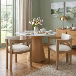 Urban Meuble Set of 2 Dining Chairs Solid Wood Linen - thumbnail 2