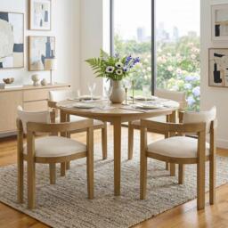 Urban Meuble Set of 2 Dining Chairs Solid Wood Linen - thumbnail 3