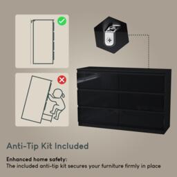 Lassic Glinton High Gloss 6 Drawer Chest - thumbnail 7