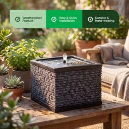Streetwize Stacked Stone Solar Fountain-Natural Rock Elegance - thumbnail 4