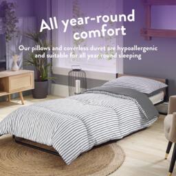 Slumberdown Back to Uni Grey Printed Stripe Duvet + 2 Pillows - thumbnail 6