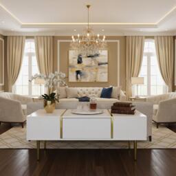 Urban Meuble Modern Console Table Gold Legs Durable Storage - thumbnail 1