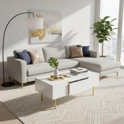 Urban Meuble Modern Console Table Gold Legs Durable Storage - thumbnail 3