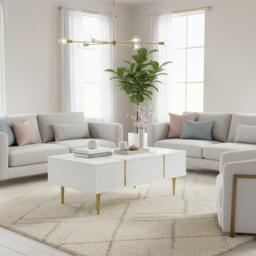 Urban Meuble Modern Console Table Gold Legs Durable Storage - thumbnail 2