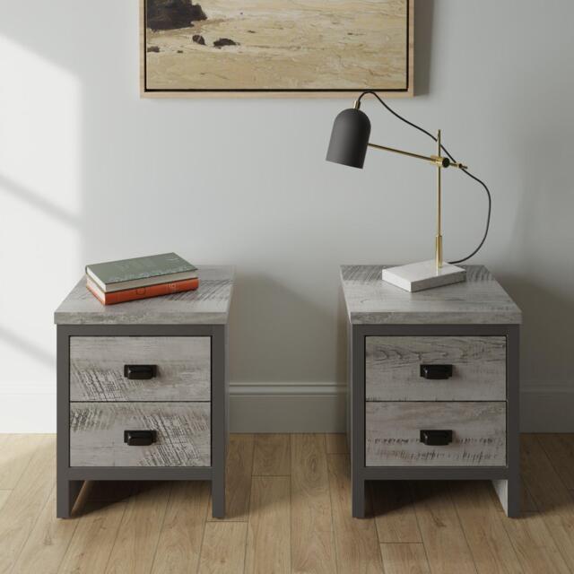 GFW GFW Boston 2 Drawer Bedside Table Pair - image 1
