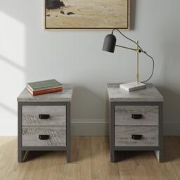 GFW GFW Boston 2 Drawer Bedside Table Pair - thumbnail 1