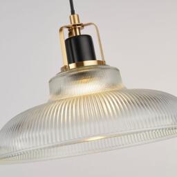 Lighting Collection Ribbed Glass Pendant Ceiling Light - thumbnail 2