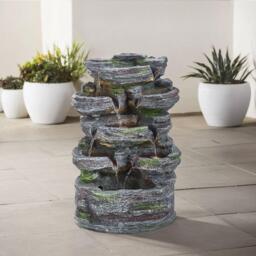 Breeins Faux Rock Garden Fountain with Lights