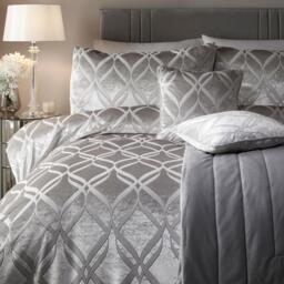 Soiree Belfort Velvet Ogee Duvet Cover Set in Slate - thumbnail 2